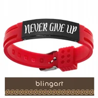 Bransolety męskie - BLINGART Bransoletka męska z GRAWEREM kauczukowa czerwona STAL 316L - miniaturka - grafika 1