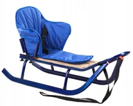 Sanki i ślizgacze - MOCNE SANKI JEE GRANATOWE OPARCIE MATERAC NIEB dla dzieci Polskie Metalowe - miniaturka - grafika 1