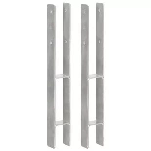 Vida Kotwy do słupków 2 szt. srebrne 7 x 6 x 60 cm stal V-145293 - Kotwy - miniaturka - grafika 1