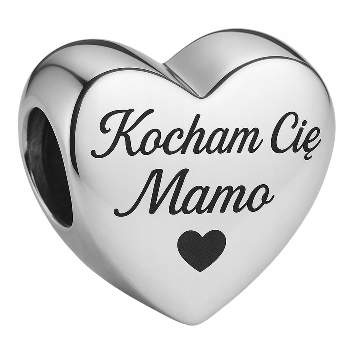 Charms Srebrny Serce z Grawerem dla Mamy Grawer Kocham Cię Mamo SREBRO 925
