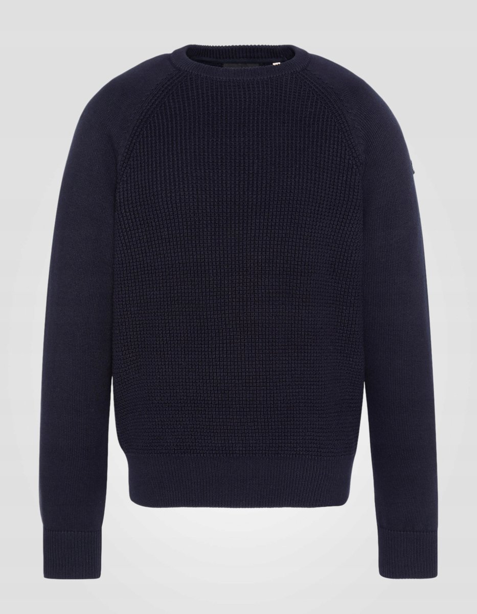 SCHOTT NYC GRANATOWY SWETER MĘSKI Z OKRĄGŁYM DEKOLTEM M 16EA