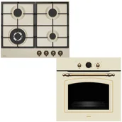 Zestawy AGD - Zestaw AGD do zabudowy Amica Retro Płyta Gazowa PGA 6101APCI RETRO + Piekarnik ED17319W RETRO Beżowy - miniaturka - grafika 1