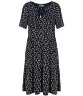 Sukienki - Trapezowa letnia sukienka w biały print MIDI-XL - miniaturka - grafika 1