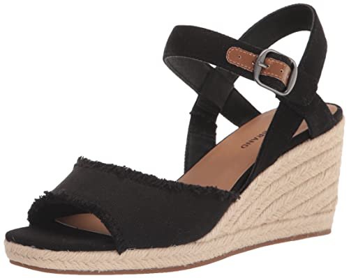 Lucky Brand Mindra Wedge damskie sandały espadryle na koturnie, czarne, 37 EU Szerokie