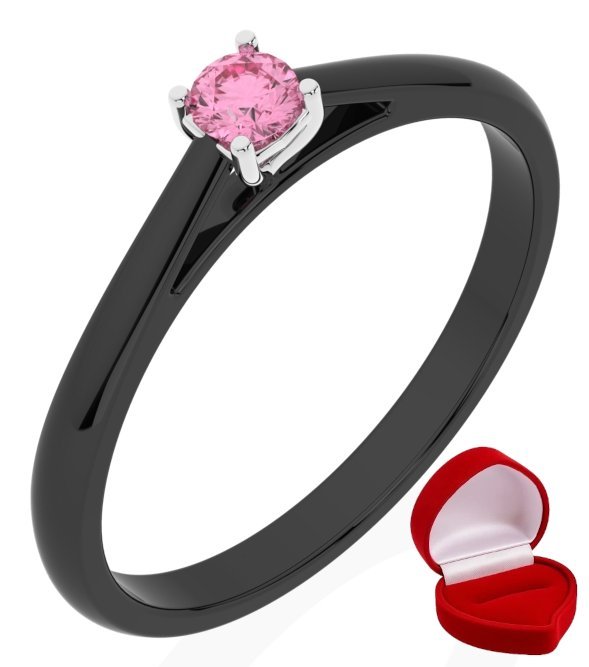 ZŁOTY PIERŚCIONEK ZARĘCZYNOWY 585 14k SZAFIR 0,09 ct CZARNE ZŁOTO R7