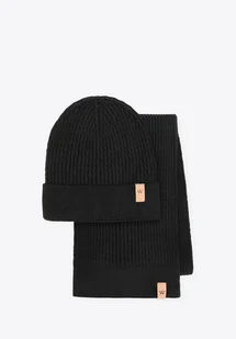 Zestaw zimowy unisex: czapka i szalik czarny - Czapki damskie Zestaw zimowy unisex: czapka i szalik czarny - Czapki damskie - miniaturka - grafika 1