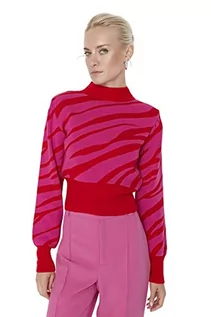 Swetry damskie - Trendyol Damska bluza z golfem z nadrukiem zwierzęcym, zwykły sweter, kwiat granatu, L, Kwiat granatu - grafika 1