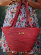 Torebki damskie - Torebka koszyk limitowany czerwono-zielony na ramię TS02-b015 - miniaturka - grafika 1