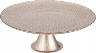 Koopman Patera szklana dekoracyjna na ciasto na nóżce złota 28 cm - Tace i patery - miniaturka - grafika 1
