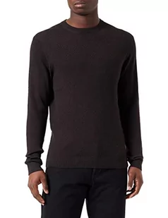 JACK & JONES Jprbladallas Knit Crew Neck sweter męski, Java/Szczegóły: Twisted W. Black, XXL - Swetry męskie - miniaturka - grafika 1