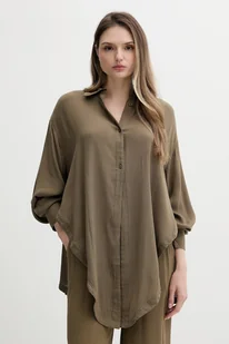 Guess koszula NOEMI damska kolor zielony relaxed z kołnierzykiem klasycznym E5GH03 WH5E0 - Koszule damskie - miniaturka - grafika 1