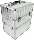 Walizki - Kuferek kosmetyczny XXL DUŻY 3 poziomy SREBRNY - miniaturka - grafika 1