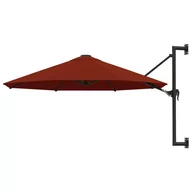Parasole ogrodowe - vidaXL Parasol ścienny na metalowym słupku, 300 cm, kolor terakota vidaXL - miniaturka - grafika 1