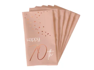 Folat Serwetki urodzinowe różowe Happy 70th - 33 cm - 10 szt. F67270 - Urodziny dla dorosłych - miniaturka - grafika 2