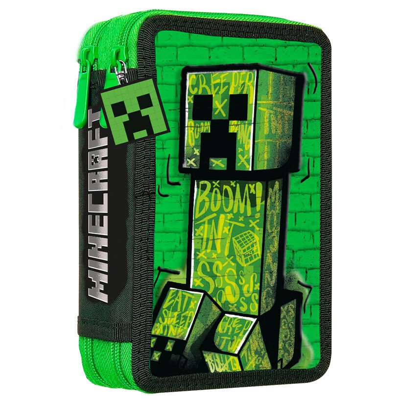Piórnik szkolny podwójny + wyposażenie 32 elementy Minecraft oficjalna licencjonowana kolekcja