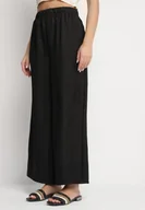 Spodnie damskie - Czarne Szerokie Spodnie Palazzo z Wysokim Stanem Aranwenna - miniaturka - grafika 1