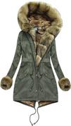 New Age BAWEŁNIANA PARKA Z FUTREM KHAKI-BRĄZOWA (K725) -