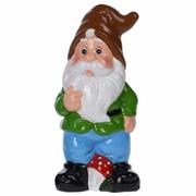 Pozostałe ozdoby ogrodowe - Figurka ogrodowa krasnal kolorowy 20 cm - brązowa czapka kod: O-339090-B - miniaturka - grafika 1