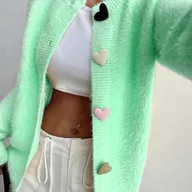 Swetry damskie - TEMU Wiosna Jesień Delikatny Leniwy Styl Miękki Uroczy Sweter Kardigan Modny Kolorowe Guziki Kolekcja Wiosna/ dla Kobiet - - miniaturka - grafika 1