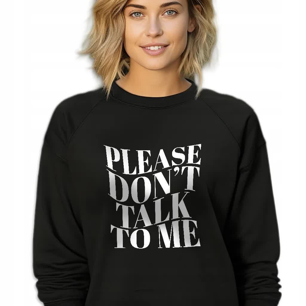 CZARNA BLUZA DAMSKA Dresowa PLEASE DON'T TALK LYRICS WZORY Rozmiar M