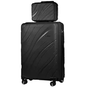 Walizki - Zestaw Walizka Duża + Kuferek z Polipropylenu (XL+BC) Czarny - miniaturka - grafika 1