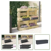 Donice - The Living Store Doniczki do palet - 12 szt. - szare - 36x13 -5x9 -5 cm - PP - Doniczka Do Palet - miniaturka - grafika 1