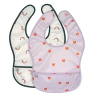 Śliniaki i fartuszki - Lassig Zestaw śliniaków wodoodpornych 6 m+ Happy Rascals Heart lavender 2 szt. - miniaturka - grafika 1