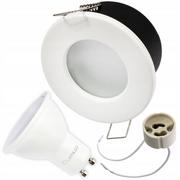 Lampy pozostałe - Zestaw Oprawa HALOGENOWA Hermetyczna Łazienkowa PODBITKA AQUS Biała IP44 + LED GU10 10W Ciepła Barwa - miniaturka - grafika 1