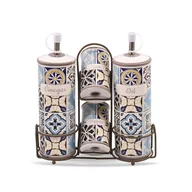 Pojemniki na przyprawy - CERAMICZNY ZESTAW DO PRZYPRAW 5-ELE MAESTRO HOLIDAY IN PORTO MR-20005-04S - miniaturka - grafika 1