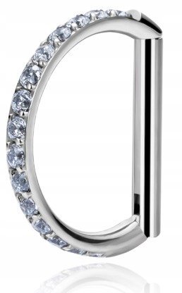 Tytanowy Kolczyk Clicker PIERCING Kształt D Cyrkonie HELIX Lobe 1,2/8