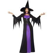 Sukienki - amscan 9908292 Dorosłe panie klasyczna fioletowa czarownica fantazyjna sukienka Halloween kostium i kapelusz książka tygodniowy strój (rozmiar 36-40) - miniaturka - grafika 1