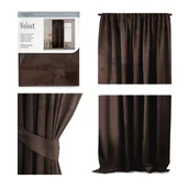 Zasłony - Zasłona VELVET kolor brązowy styl klasyczny taśma velvet 140x270 ameliahome - CURT/AH/VELVET/PLEAT/D.BROWN/140X270/1PC - miniaturka - grafika 1