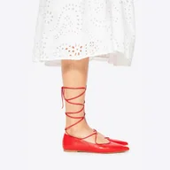 Półbuty męskie - Baleriny ze skóry naturalnej w szpic czerwone - miniaturka - grafika 1