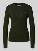 Swetry damskie - Sweter z dzianiny z wzorem warkocza - miniaturka - grafika 1