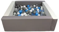 Suche baseny - Kwadratowy suchy basen z ekoskóry z 300 piłeczkami (biały, szary/biały, transparentny, pudrowy niebieski/baby blue, szary) - miniaturka - grafika 1