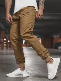 SPODNIE MĘSKIE CHINO JOGGERY CAMELOWE OZONEE O/11103 - Ozonee - Spodnie męskie - miniaturka - grafika 1