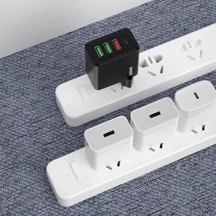 Dudao szybka ładowarka sieciowa 3x USB / USB Typ C PD QC3.0 20W biały (A5H) - Ładowarki do telefonów - miniaturka - grafika 3