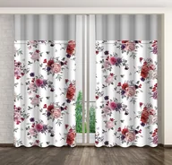 Zasłony - Zasłona Gotowa Na Żabki, 160X250, Biała W Kwiaty, Zml-023 - miniaturka - grafika 1