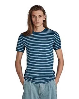 Koszulki męskie - G-STAR RAW Męski t-shirt Stripe Slim R T, Multicolor (Nitro/Ash Blue Stripe C339-d194), L - grafika 1
