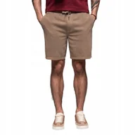 Spodenki męskie - Krótkie spodenki męskie dresowe athleisure jasnobrązowe OM-SRWS-0122 V2 L - miniaturka - grafika 1