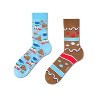 Skarpetki męskie - ZOOKSY kolorowe skarpetki damskie w pierniki r.36-40 1 para, długie skarpetki świąteczne pod choinkę - mixTURY PIERNIKOWE - miniaturka - grafika 1