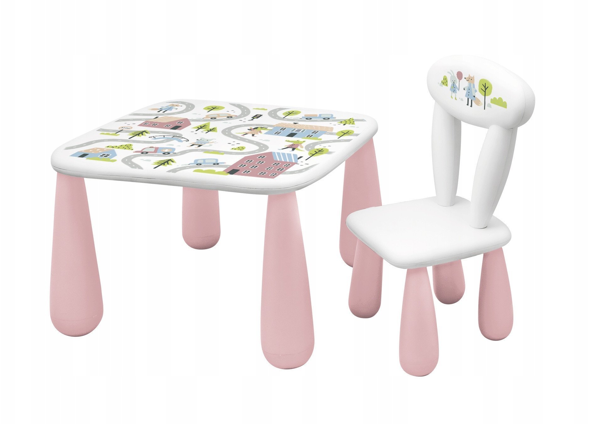 Meblar SET LUNA TOWN STOLIK DLA DZIECI + KRZESEŁKO BIAŁO/RÓŻOWY 5903067004590
