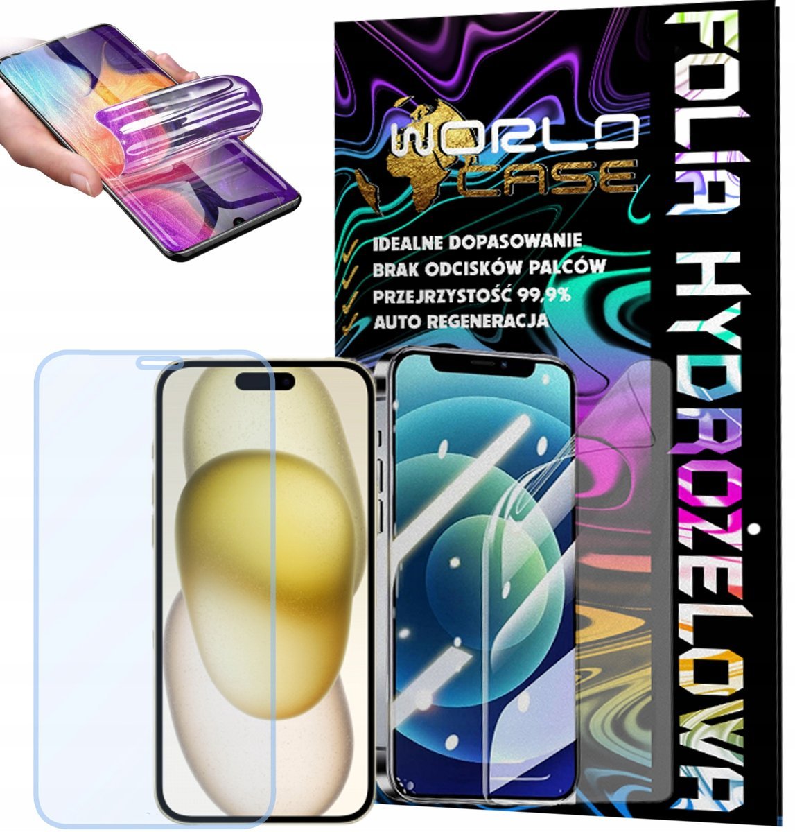 FOLIA HYDROŻELOWA OCHRONNA DO IPHONE 15 PLUS NA EKRAN MOCNA