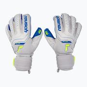 Piłka nożna - Rękawice bramkarskie Reusch Attrakt Gold Evolution Cut vapor gray/safety yellow/deep blue - miniaturka - grafika 1