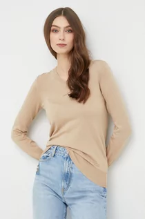 Swetry damskie - Guess sweter damski kolor brązowy lekki - grafika 1