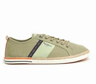Trampki męskie - Pepe Jeans Trampki Męskie Zielone Sznurowane Niskie 41 Awe - miniaturka - grafika 1