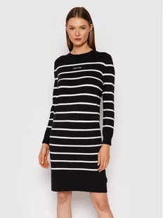 Calvin Klein Sukienka dzianinowa Stripe Logo K20K203060 Czarny Regular Fit - Sukienki - miniaturka - grafika 1