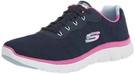 Trampki damskie - Skechers Damskie trampki Flex Appeal 4.0-Walk Wonderfu, Granatowa siatka fioletowy niebieski wykończenie, 39.5 EU - miniaturka - grafika 1