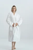 Szlafroki damskie - Szlafrok bawełniany biały - miniaturka - grafika 1