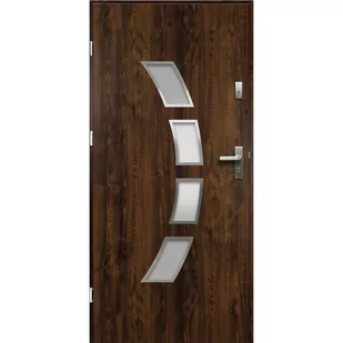Drzwi zewnętrzne stalowe wejściowe Arco orzechowe 90 lewe OK Doors Trendline - Drzwi zewnętrzne - miniaturka - grafika 1